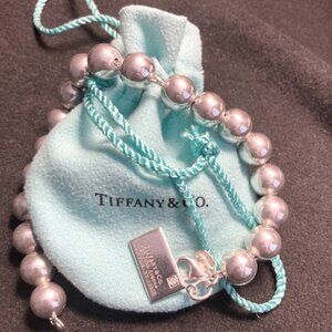 Tiffany & Co. Sterling Silver .925 HardWare Ball Bracelet w/ ADDED Diamond Charm